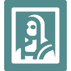 A green square with an image of a person in it.