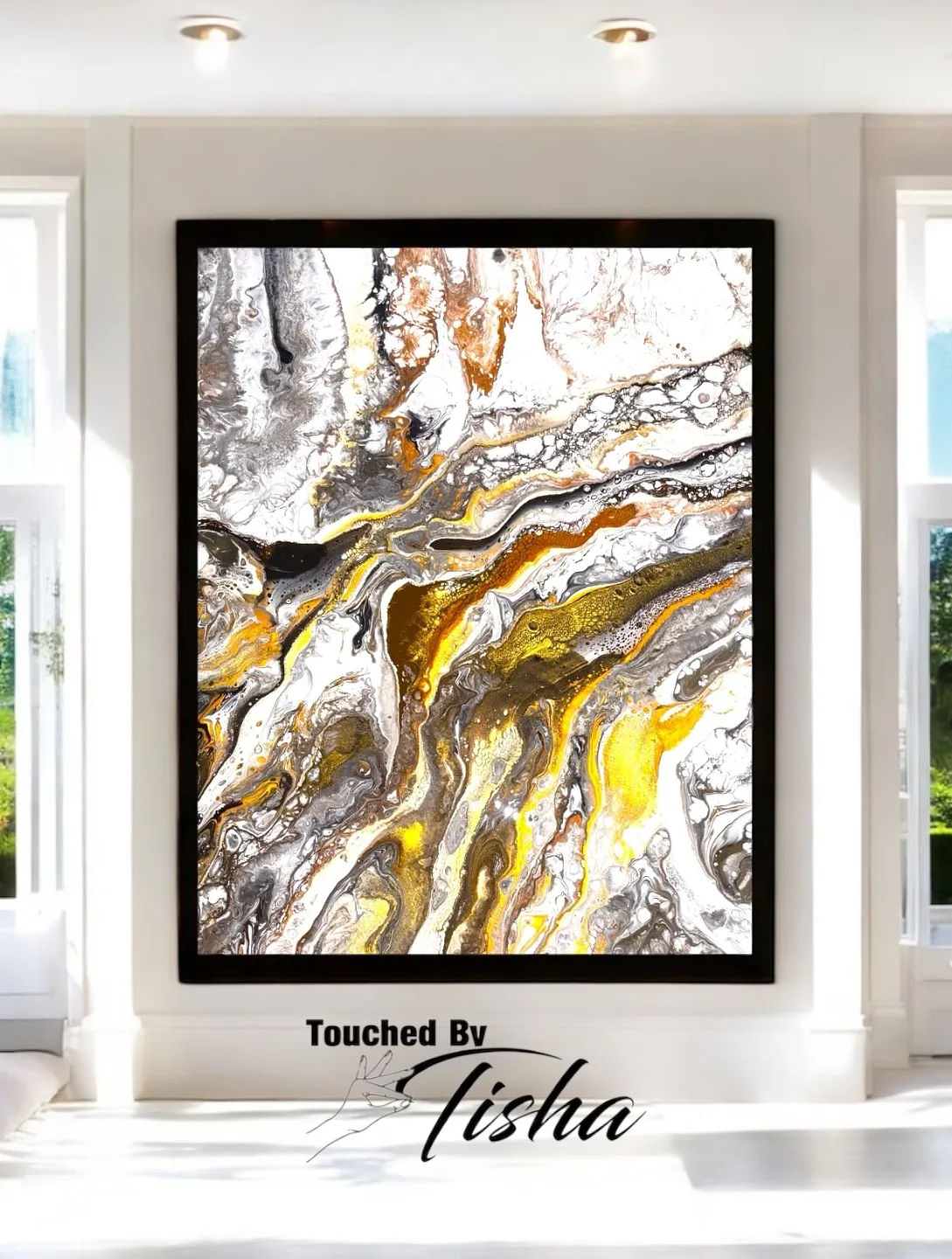 rs=w_1440,h_1440 A painting of yellow and white swirling paint.